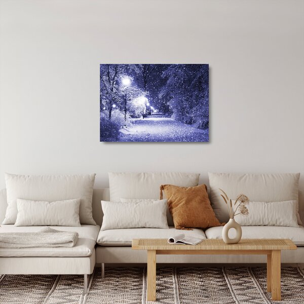 Tablou pe sticlă - Noaptea magică de iarnă (70x50 cm)