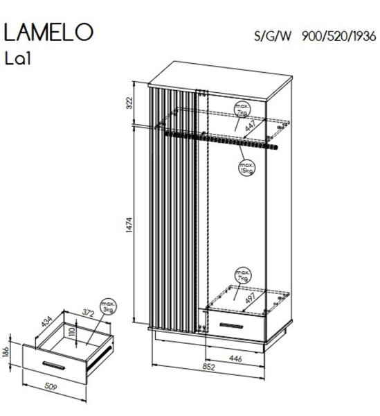 Dulap Lamelo La1 (90 cm)