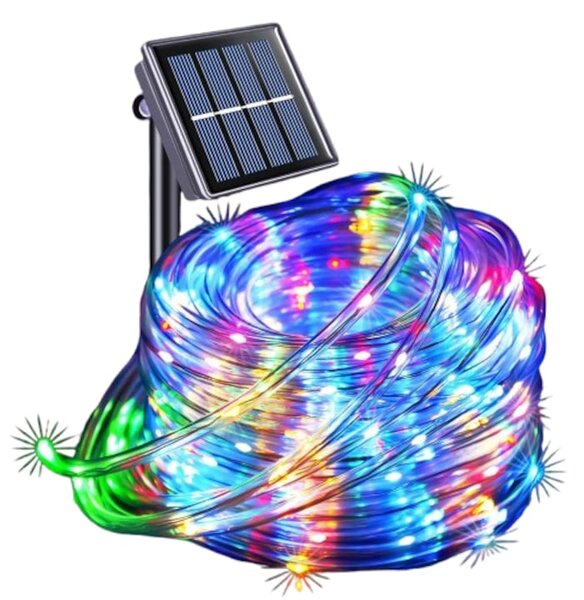 Furtun luminos LED cu incarcare solara, 10 Metri, Multicolor