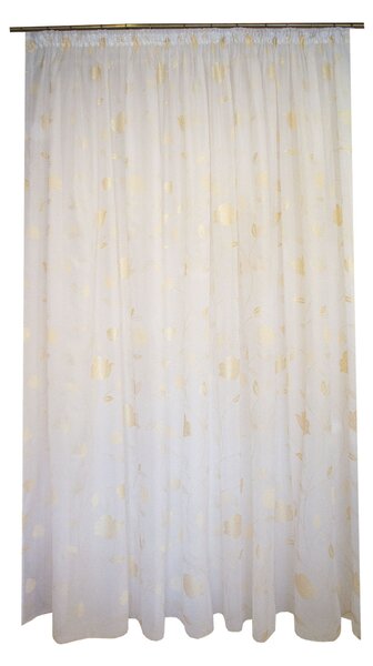 Perdea Velaria voal alb cu lalele aurii, 340x260 cm