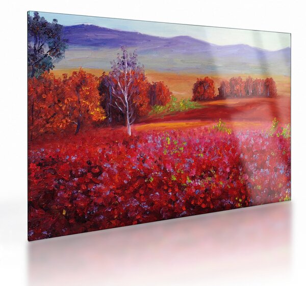 Tablou pe sticlă - Peisaj roșu (70x50 cm)