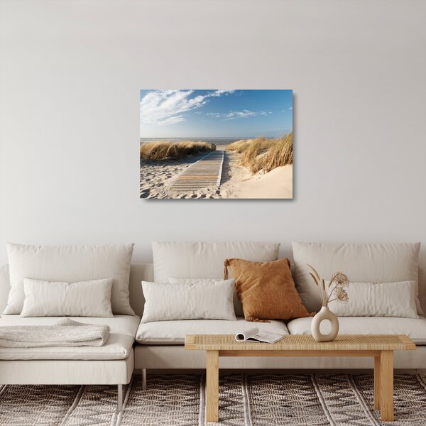 Tablou pe sticlă - Plaja cu nisip de pe insula Langeoog, Germania (70x50 cm)