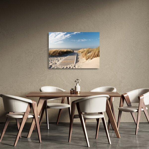 Tablou pe sticlă - Plaja cu nisip de pe insula Langeoog, Germania (70x50 cm)