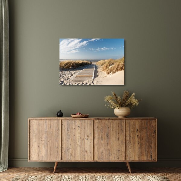 Tablou pe sticlă - Plaja cu nisip de pe insula Langeoog, Germania (70x50 cm)