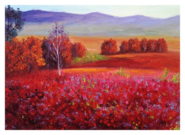 Tablou pe sticlă - Peisaj roșu (70x50 cm)