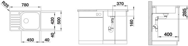 Blanco Lantos XL 6 S-IF Compact chiuveta din otel 78x50 cm oţel 523140