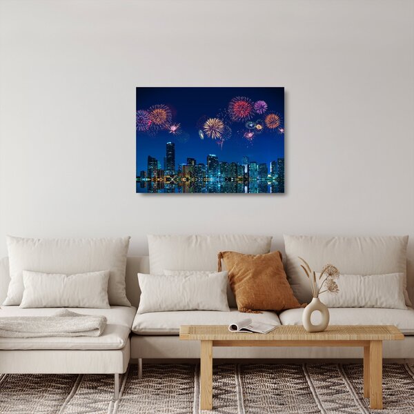 Tablou pe sticlă - Artificii in Miami (70x50 cm)