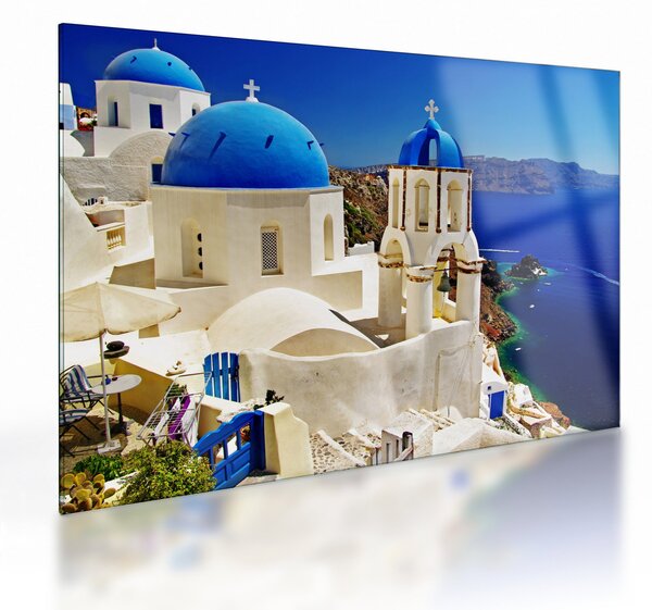 Tablou pe sticlă - Santorini, Grecia (70x50 cm)
