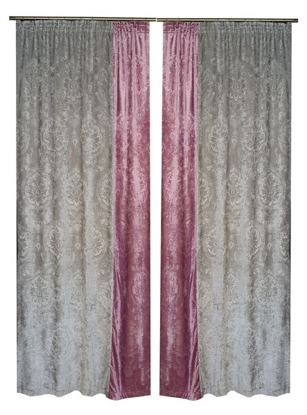 Set draperii chenile gri-mov, 2 140x260 cm