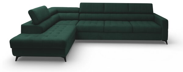 Colțar extensibil Nardo Maxi pe stânga - catifea verde Bluvel 78