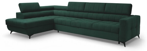 Colțar extensibil Nardo Maxi pe stânga - catifea verde Bluvel 78