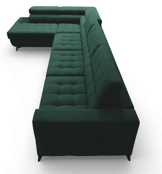 Colțar extensibil Nardo Maxi pe stânga - catifea verde Bluvel 78