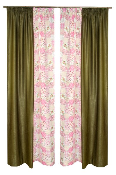 Set draperii fagure roz, 2 130x260 cm