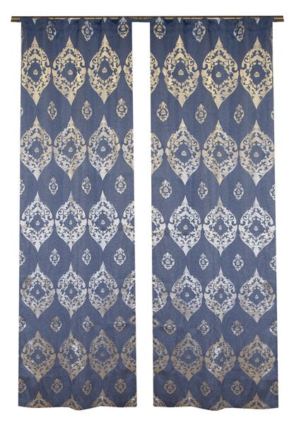 Set draperii baroc albastru, 2 85x190 cm