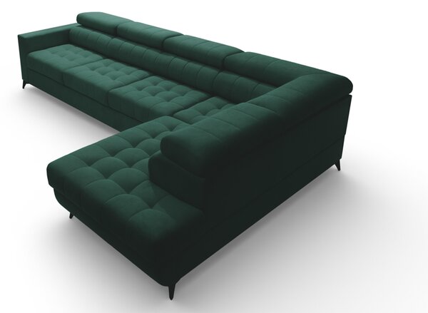 Colțar extensibil Nardo Maxi dreapta - verde catifea Bluvel 78