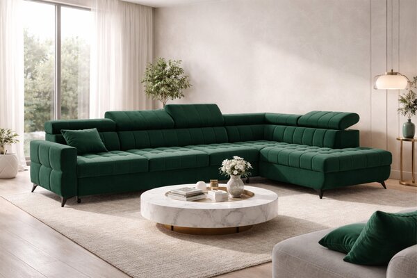 Colțar extensibil Nardo Maxi dreapta - verde catifea Bluvel 78