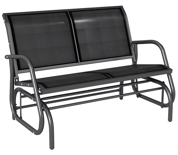 Outsunny Banca tip Leagan 2Locuri in Metal, Negru, 123x70x87cm | Aosom Romania