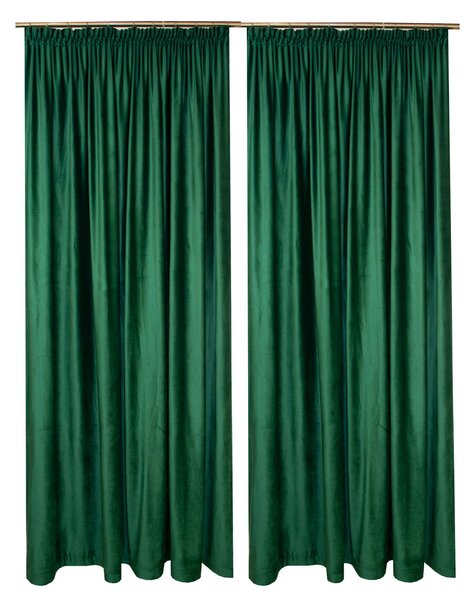 Set draperii Velaria catifea verde smarald cu rejansa, 2 210x250 cm