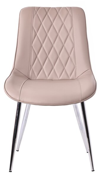 Scaun de luat masa elegant în culoarea latte, cu tapițerie din piele ecologică