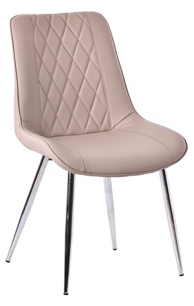 Scaun de luat masa elegant în culoarea latte, cu tapițerie din piele ecologică