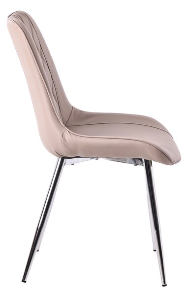 Scaun de luat masa elegant în culoarea latte, cu tapițerie din piele ecologică
