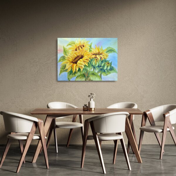Tablou pe sticlă - Floarea soarelui înflorită (70x50 cm)