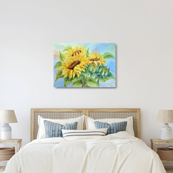 Tablou pe sticlă - Floarea soarelui înflorită (70x50 cm)