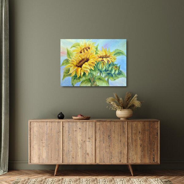 Tablou pe sticlă - Floarea soarelui înflorită (70x50 cm)