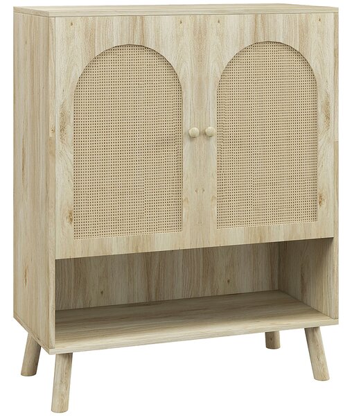 HOMCOM Dulap de depozitare Boho cu uși decorative din ratan | Aosom Romania