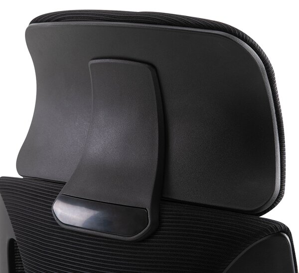 Vinsetto Scaun de Birou Ergonomic cu Brațe și Tetieră Reglabilă, Scaun Pivotant cu Suport Lombar, 64x55x116-126 cm, Negru | Aosom Romania