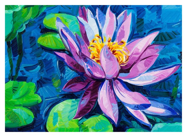 Tablou pe sticlă - Nufăr pe apă (70x50 cm)