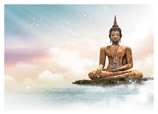 Tablou pe sticlă - Buddha care supraveghează pământul (70x50 cm)
