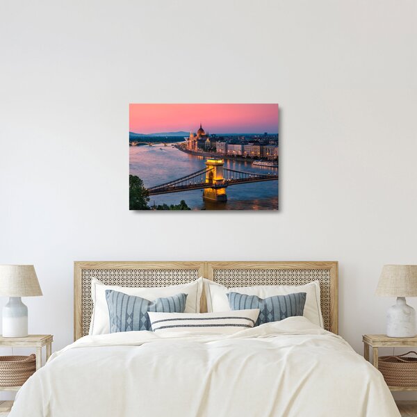 Tablou pe sticlă - Panorama orașului Budapesta, Ungaria (70x50 cm)
