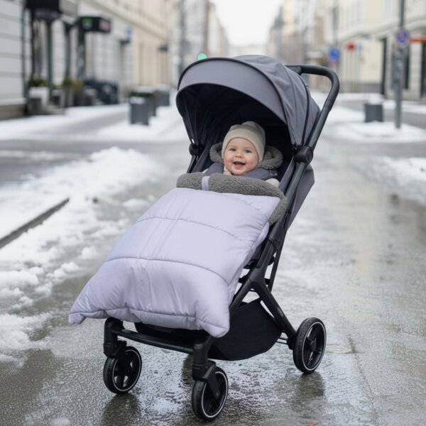 Husa protectie de iarna pentru carucior si marsupiu Kidizi All Grey, model universal transformabil