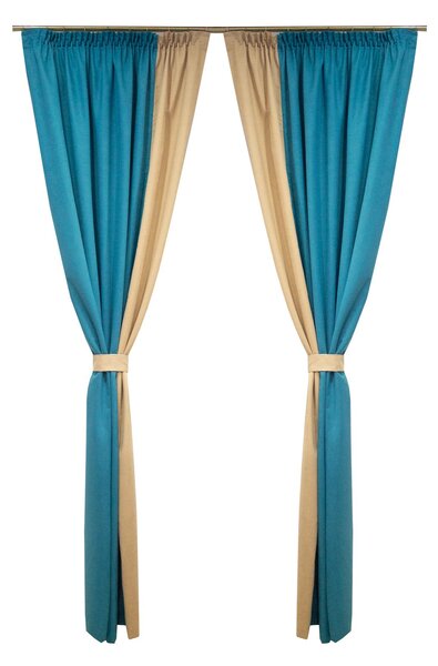 Set draperii Velaria turcoaz cu bej, 2x150x260 cm