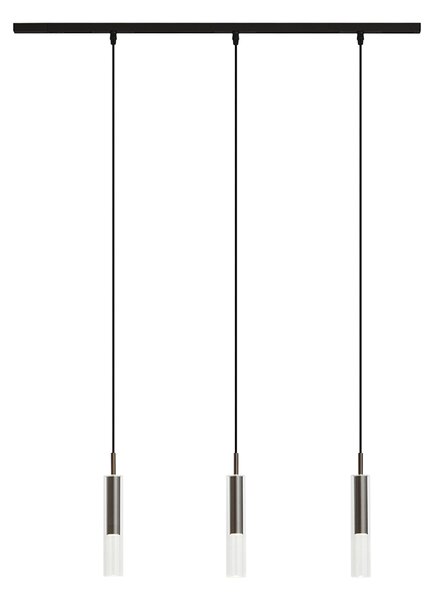 Sistem de iluminat pe șină modern negru cu 3 lămpi suspendate bronz închis monofazat - Slimline Loyce
