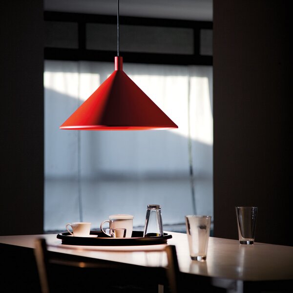 Martinelli Luce Cono lampă susp. roșu, Ø 30 cm, reglabil, Roșu, Camera de zi / sufragerie, Metal, Design