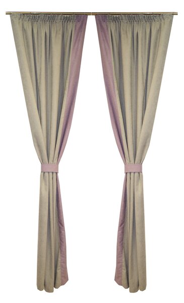 Set draperii Velaria gri cu dungi lila, 2x115x240 cm