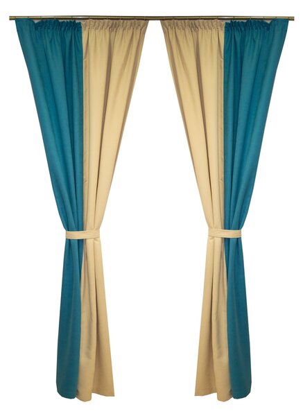 Set draperii Velaria turcoaz cu bej, 2x140x260 cm