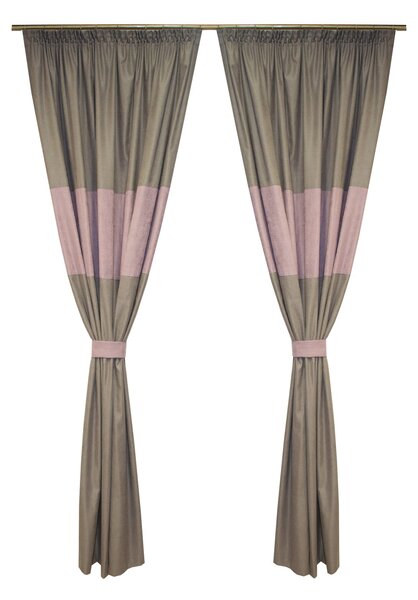 Set draperii Velaria gri cu dungi lila, 2x155x245 cm