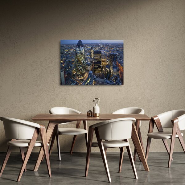 Tablou pe sticlă - Panorama de seară a Londrei (70x50 cm)