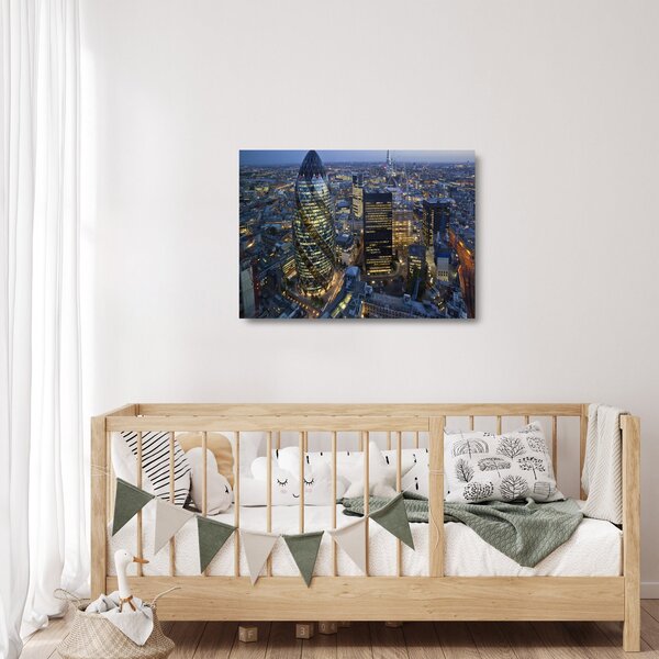 Tablou pe sticlă - Panorama de seară a Londrei (70x50 cm)
