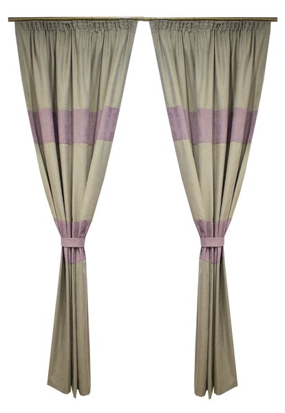 Set draperii Velaria gri cu dungi lila, 2x130x245 cm