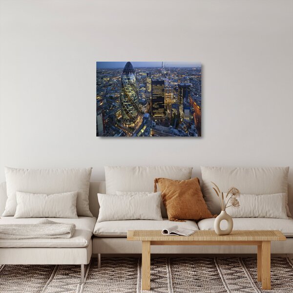 Tablou pe sticlă - Panorama de seară a Londrei (70x50 cm)