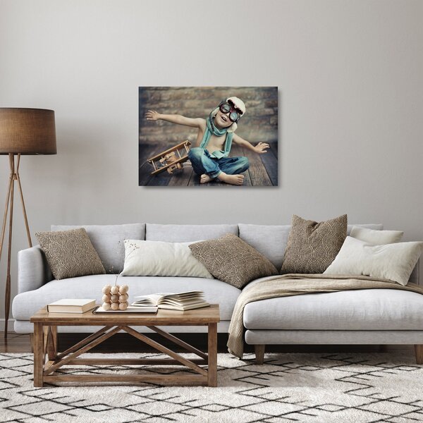 Tablou pe sticlă - Tânăr aviator (70x50 cm)