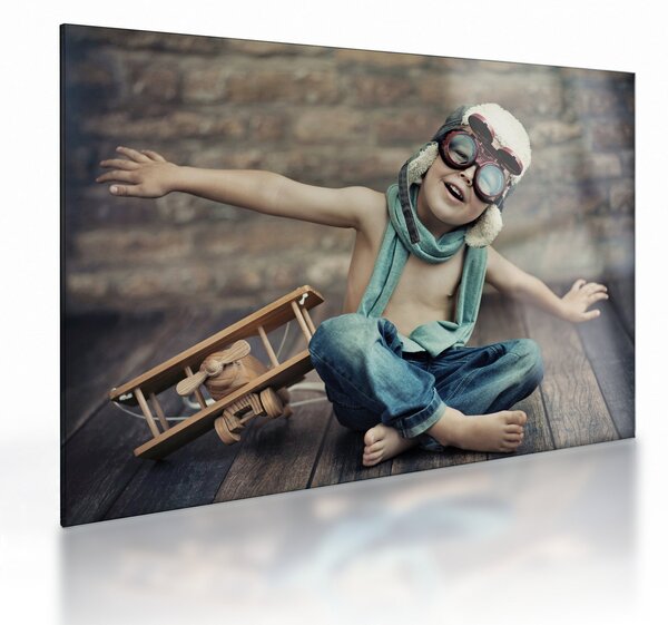 Tablou pe sticlă - Tânăr aviator (70x50 cm)