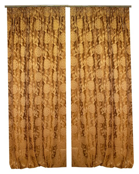 Set draperii Velaria tafta maro cu flori, 2x130x285 cm