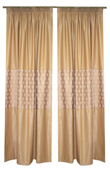 Set draperii Velaria soft crem cu imprimeu baroc, 2x130x245 cm