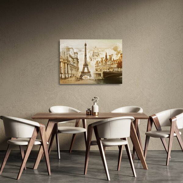 Tablou pe sticlă - Monumente din Paris (70x50 cm)