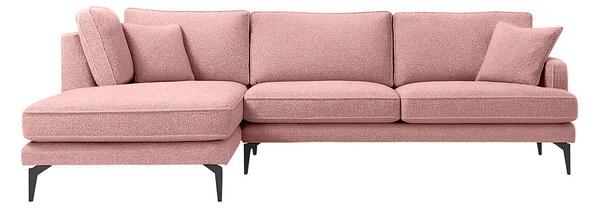 Colțar Fix AZURRO, 280x90/180x85 cm, Stanga / Roz-Mystery